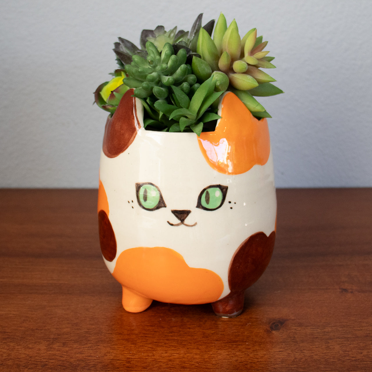 animal planter pot Custom Calico Cat Animal Planter – UniqueClay